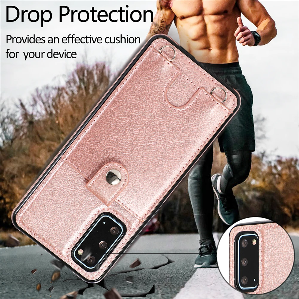 flip leather wallet case for samsung galaxy s20 s10 s8 s9 note 8 9 10 20 ultra plus s7 edge lanyard pouch etui phone bags cover free global shipping