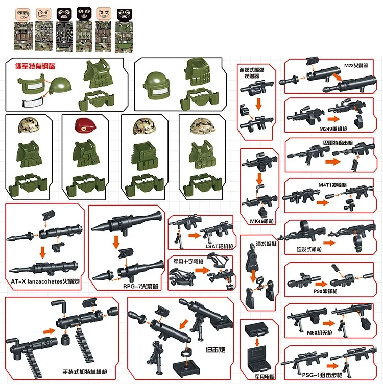 

6 шт./лот русский Альфа современные спецназ Солдат MOC SWAT военное оружие фигурки playmobil строительные блоки мини-игрушки