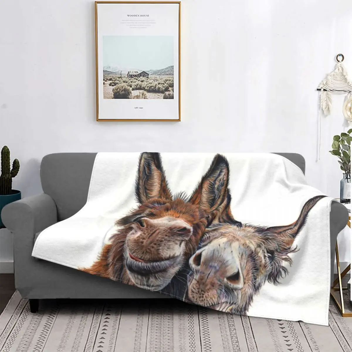 

Donkeys Hee Haw manta colcha cama cubierta a cuadros colchas manta de Picnic manta en la cama