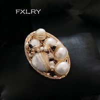 fxlry vintage high end handmade natural fresh water pearl brooch corsage brooch coat coat brooch for women jewelry accessory