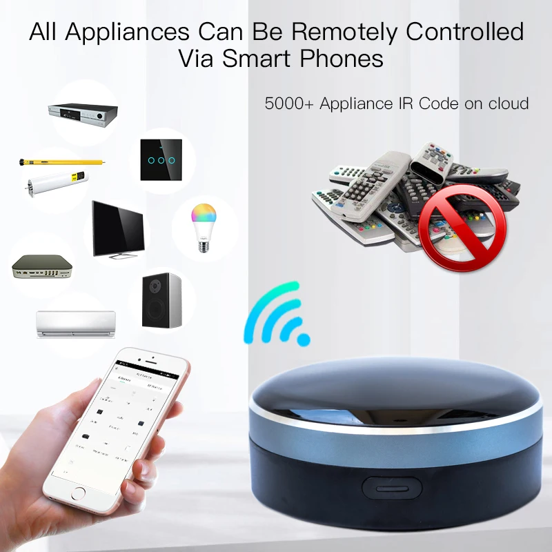 IR+RF Universal Remote Control Wifi Smart Home Controller for TV A/C Curtain Roller Shutter Works with Alexa Google | Электроника