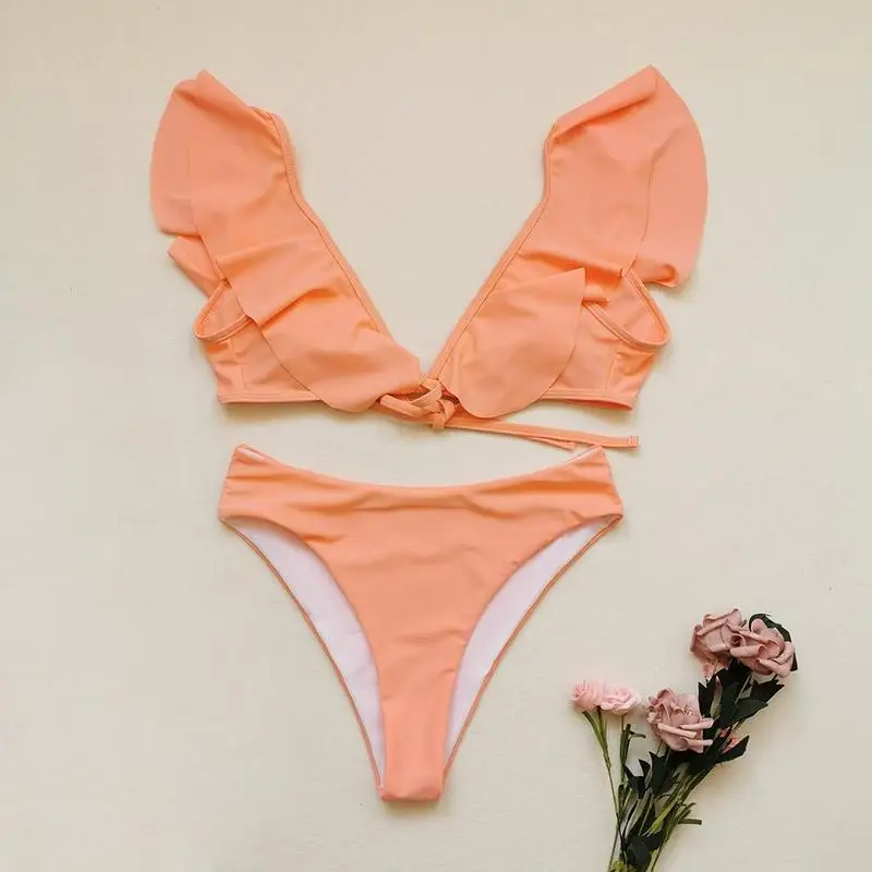 

Ruffles Bikini Sets Swimwear Women Brazilian Bikini Set Push Bathing De Biquini Maillot Up Bain Swim Thong Wear