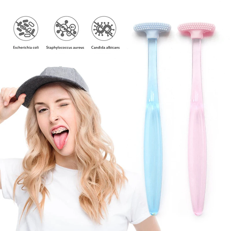

Breath Health Soft Silicone Tongue Brush Cleaning the Surface of Tongue Oral Cleaning Brushes Tongue Scraper Cleaner Fresh TSLM1