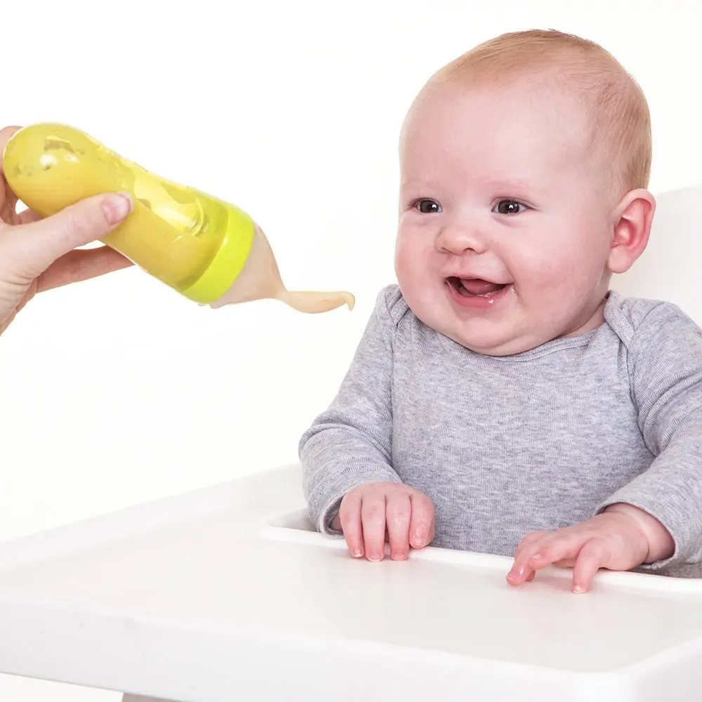 Silicone Squeeze Feeding Spoon 6 Months+ 3oz/90ml Baby Food Dispensing Feeder Infant Travel Feeders for Cereal | Мать и ребенок