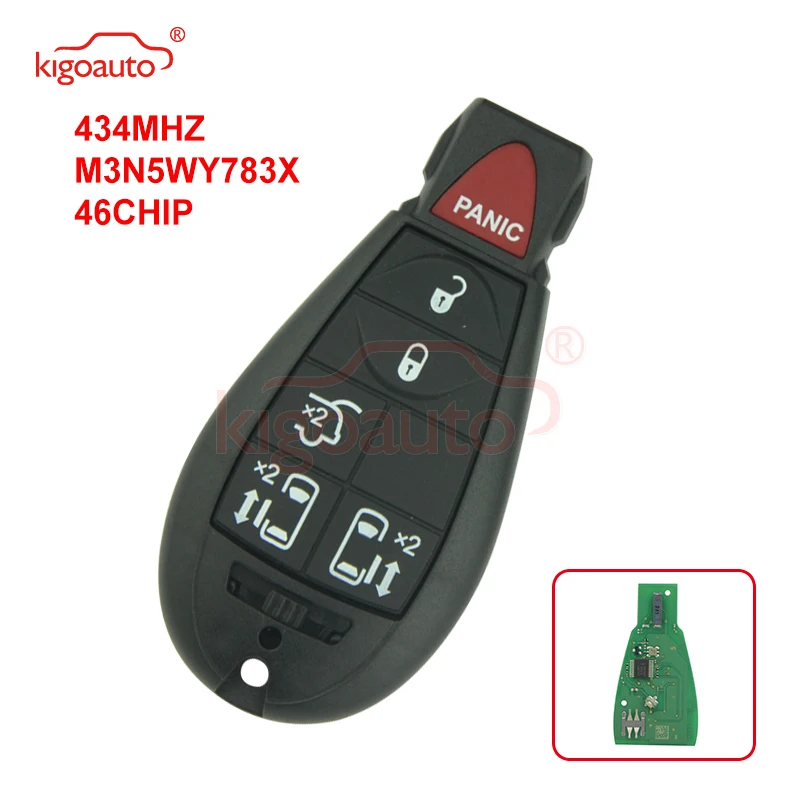 

Kigoauto #9 M3N5WY783X fobik КЛЮЧ 434 МГц 5 кнопок с паникой для Chrysler Dodge Jeep Grand Caravan 2008-2012
