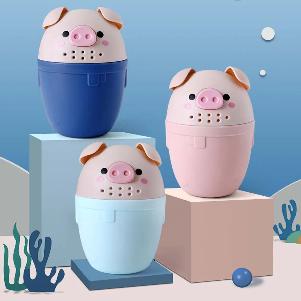 

New Kids Bath Tool Cartoon Pig Baby Bath Cups Cute Shampoo Cap Children Bathing Bailer Baby Colorful Shower Washing Hair Cup
