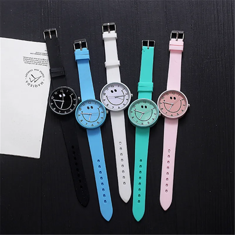 

Fashion Cut Smiley Children Watches Girls Rubber Strap Quartz Kids Watch Wristwatch Clock Relogio Feminino