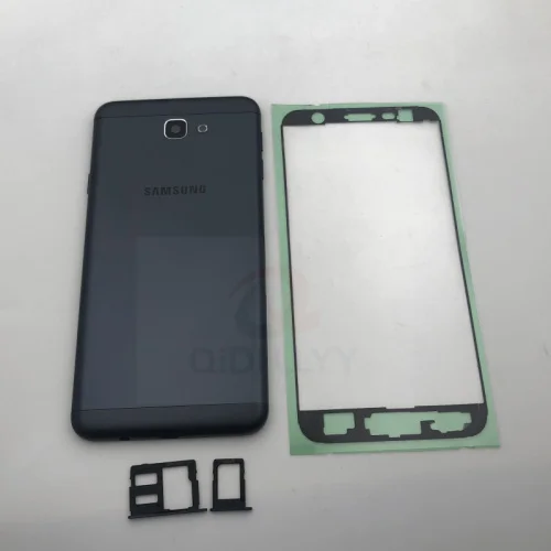 Черный Для samsung Galaxy J7 prime G6100 On7 G610 промежуточный Корпус задняя крышка батареи с кнопками громкости питания - Цвет: Черный