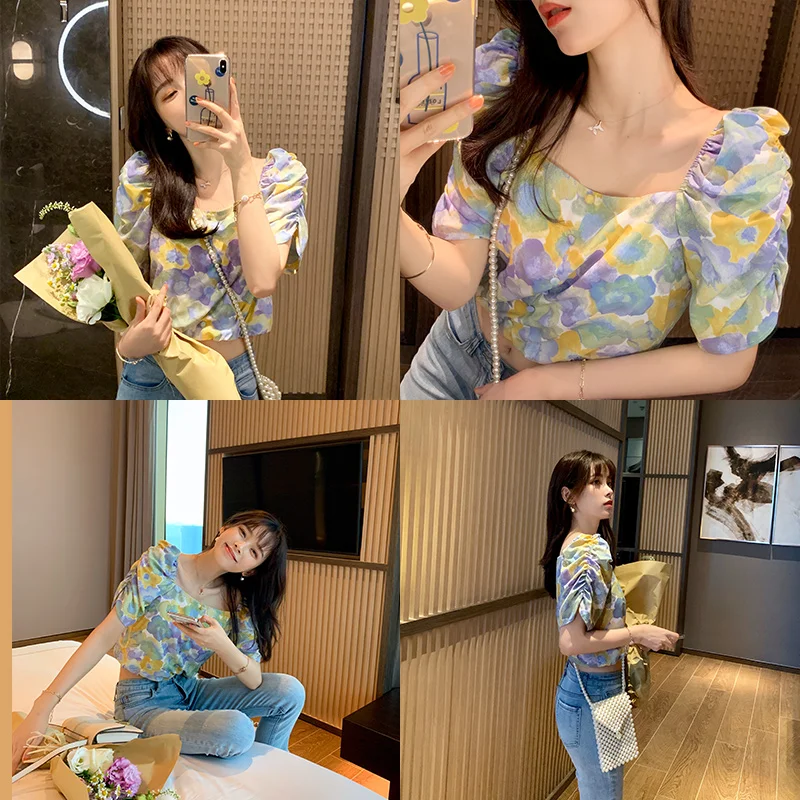 MISHOW 2020 летние новые женские короткие рубашки с цветочным принтом винтажные