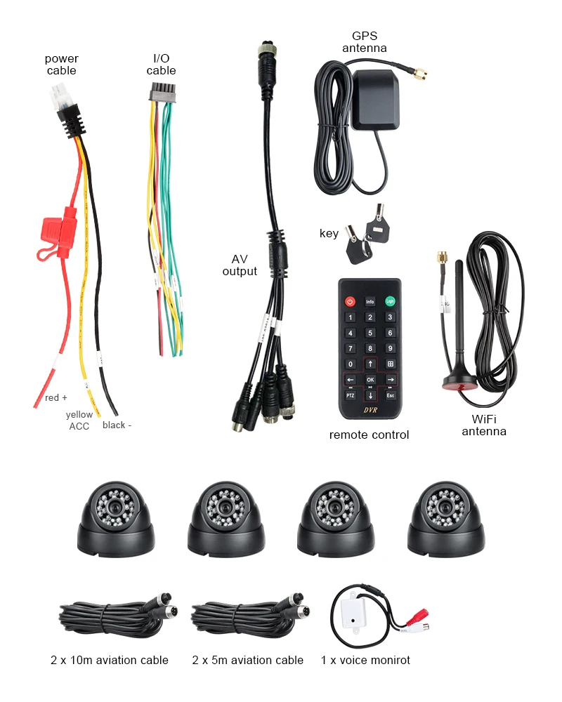 4CH Wifi GPS Двойная sd карта Автомобильный видеорегистратор Видео мобильный Mdvr наборы