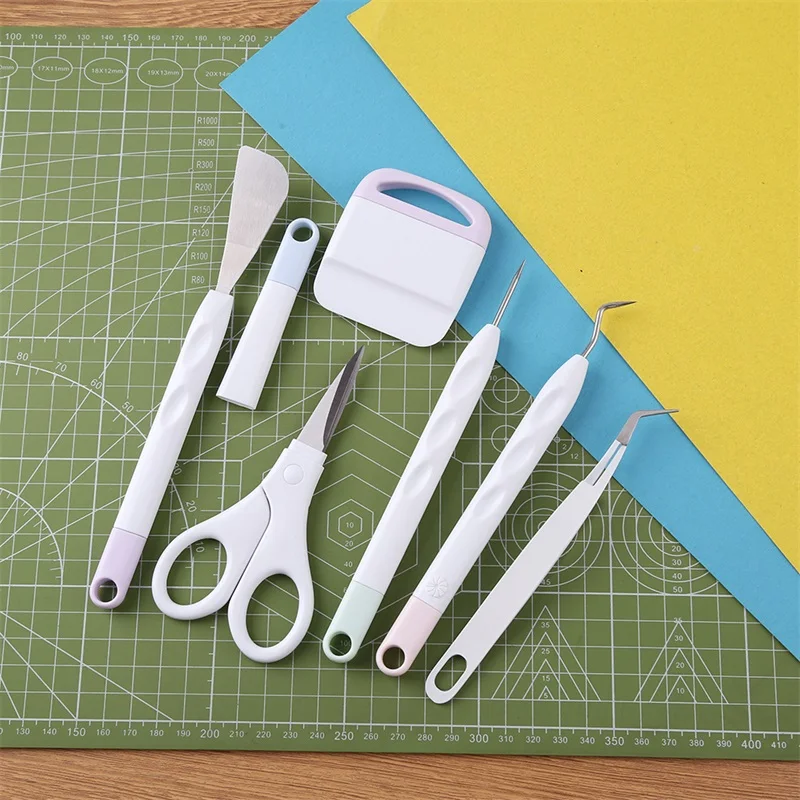 

6pcs Craft Vinyl Weeding Tools Set Diy Cardstock Crafting Silhouette Embossed Wording Tool for Cricut Maker Silhouett New 2021