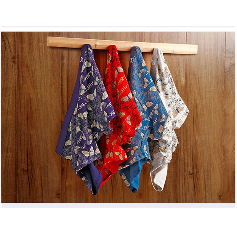 4Pcs/Lot Men's Underwear Pure Cotton Medium Waist Boxer Pants Large Loose Student Four Corner High-Grade Underwear Shorts