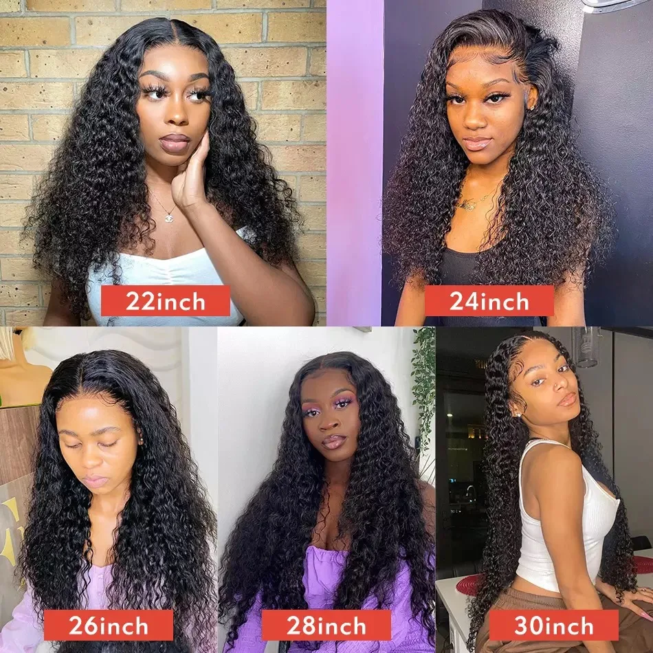 30 Inch Deep Wave Lace Frontal Wig Curly Human Hair HD Transparent Wet And Wavy Front Wigs | Шиньоны и парики