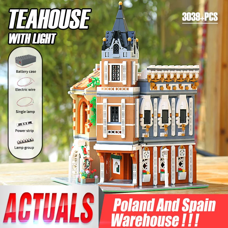 Молд король 16026 уличный здание MOC послеобеденный чай Ресторан модель