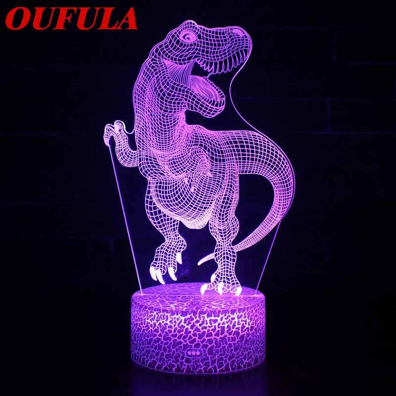 

OULALA Night LED Lights Dinosaur 3D lamp Cute Toy Gift 7 Colors Cartoon Lamp For Children Kids Room