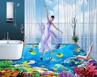 customize 3d flooring wall papers home decor 3d undersea world coral sea living room bedroom pvc floor stereoscopic 3d wallpaper