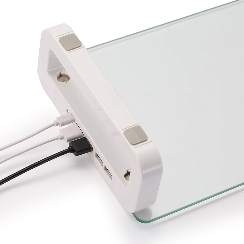 Monitor Stand Base Notebook Stand Tempered Glass Desktop Increase Rack 4-Port USB 3.0 Hub with USB Cable