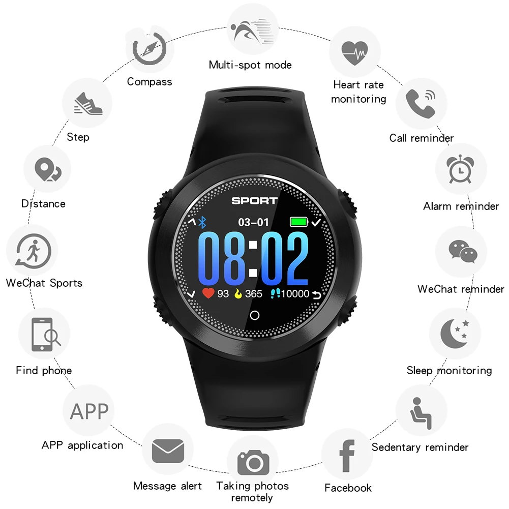 Смарт часы Fishion водонепроницаемые спортивные с пульсометром и