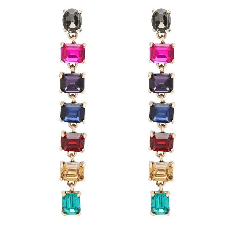 5Colors Resin Crystal Long Chain Dangle Earrings For Women Fashion Jewelry Hot Sale Maxi Girls Collection Accessories |