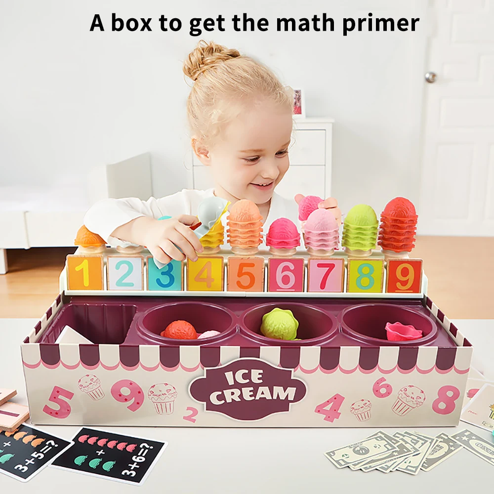 

Play House Ice Cream Vending Machine Set Math Kitchen Toys For Children Imitating Role Play Game Girls Toys Educational Toy
