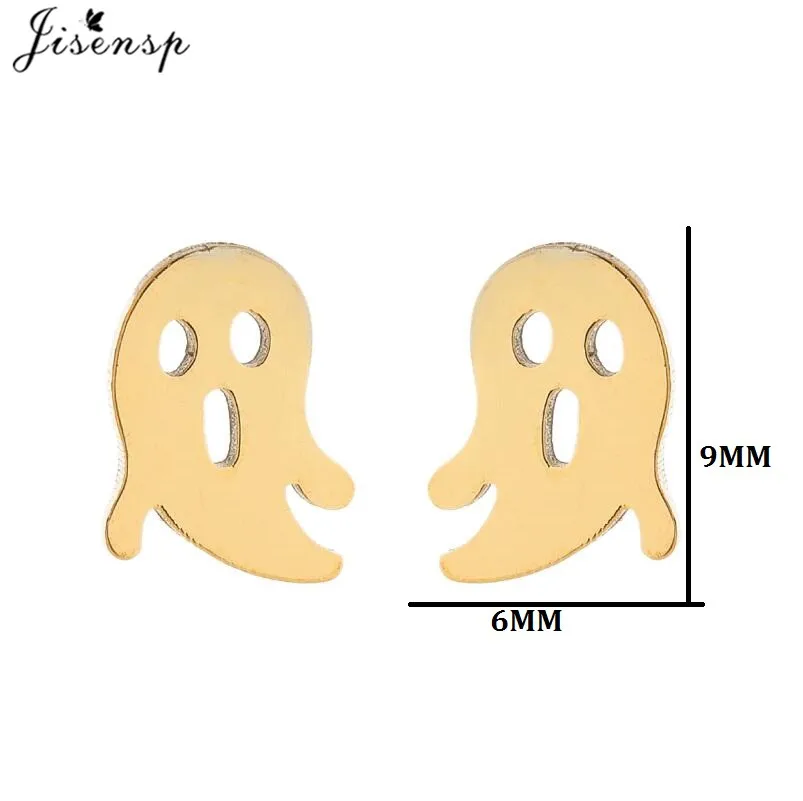 2021 забавные серьги-гвоздики из нержавеющей стали в виде призрака маленькие