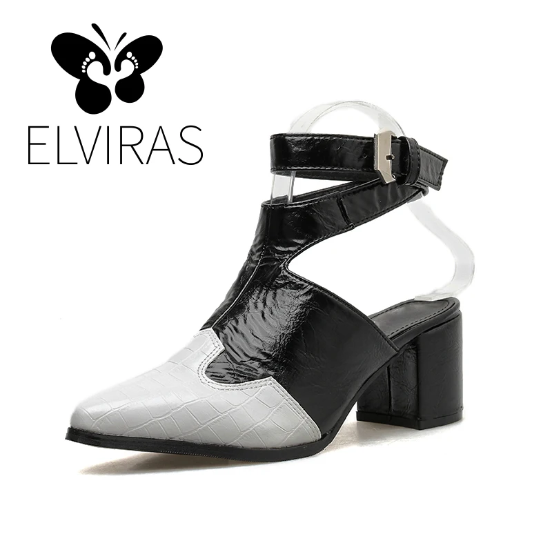 ELVIRAS/новые осенние женские босоножки из змеиной кожи с ремешком на щиколотке