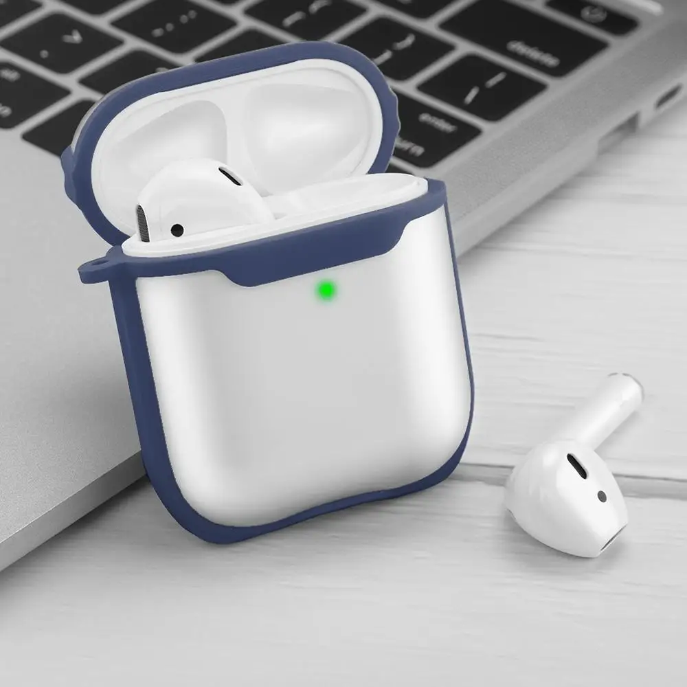 Blue Прозрачный матовый чехол для AirPods, прозрачный чехол для Apple Airpods, 2 чехла, коробка для наушников, аксессуары, сумка, беспроводной Bluetooth, чехол для наушников - Цвет: Blue