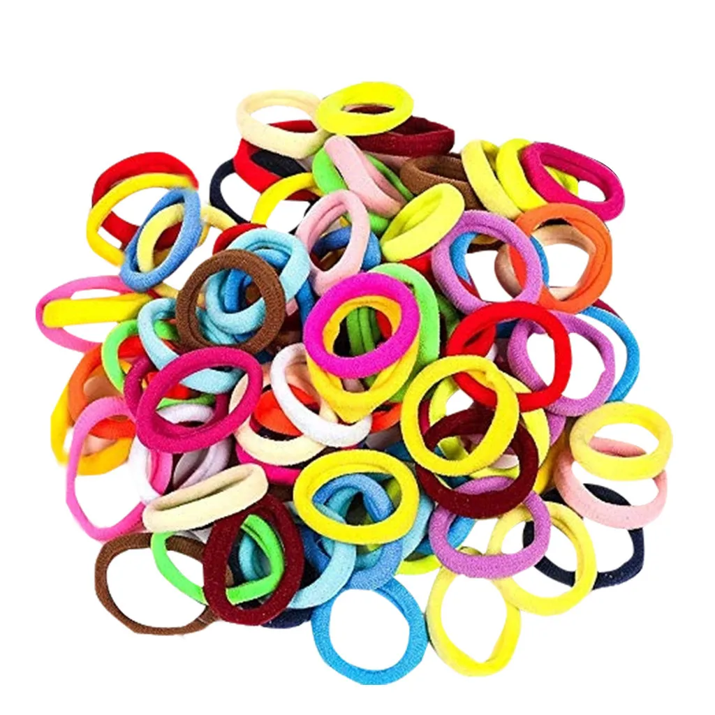 

100 Pcs Girl Elastic Hair Ties Band Rope Ponytail Bracelet Rubber String Casual fashion Comfortable soft Daily durability