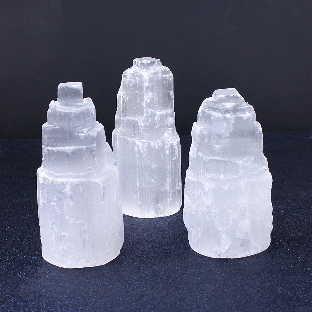 1 шт. Selenite 100 мм украшение искусственное небоскребок башни замка гипсовая