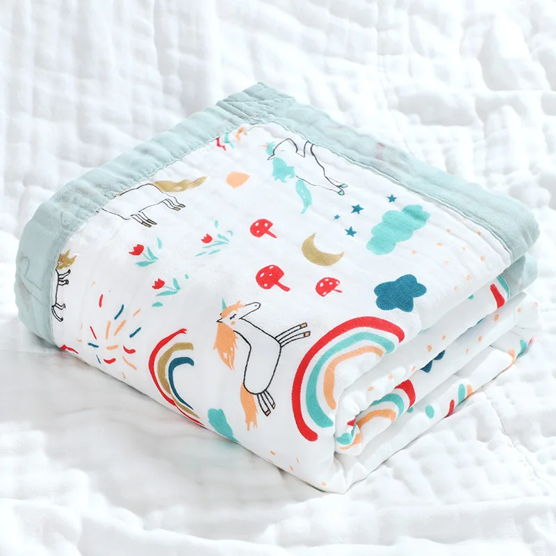 6 Layers super soft cotton muslin blanket baby swaddle baby summer blanket stroller cover Bath Towel baby receiving blanket