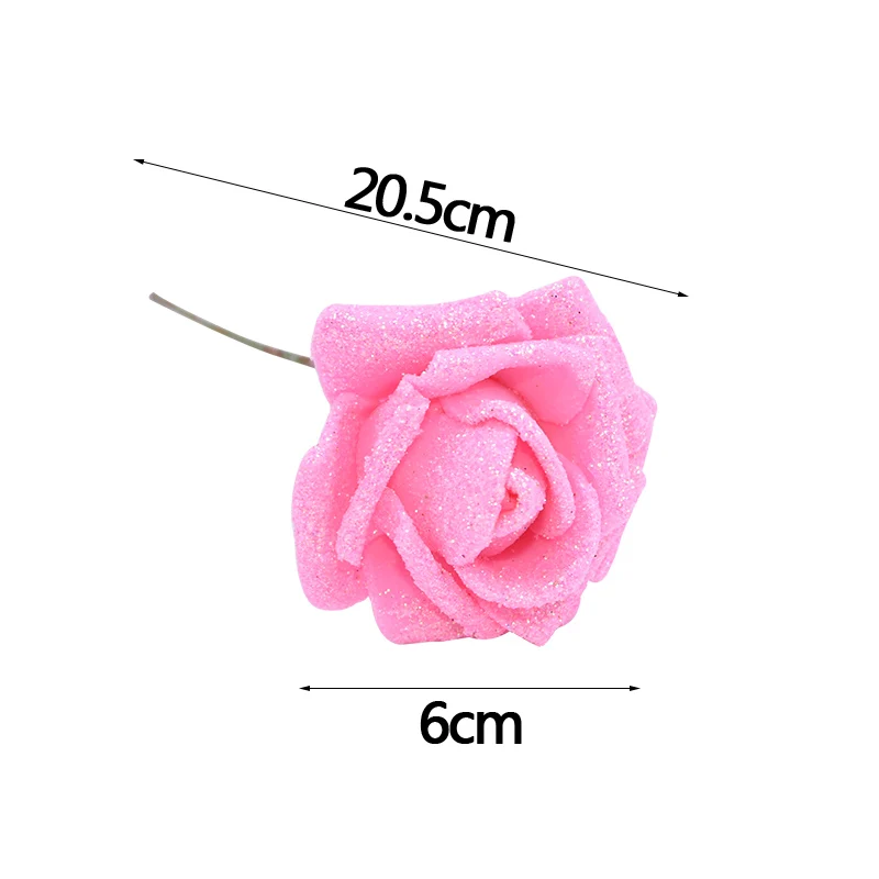 6cm pink 5/10/20 штук 6 см цвета: золотистый, серебристый цветок розы с блестками пена Искусственный цветок розы Букет самодельный венок декоративные рождественские Свадебные украшения - Цвет: 6cm pink