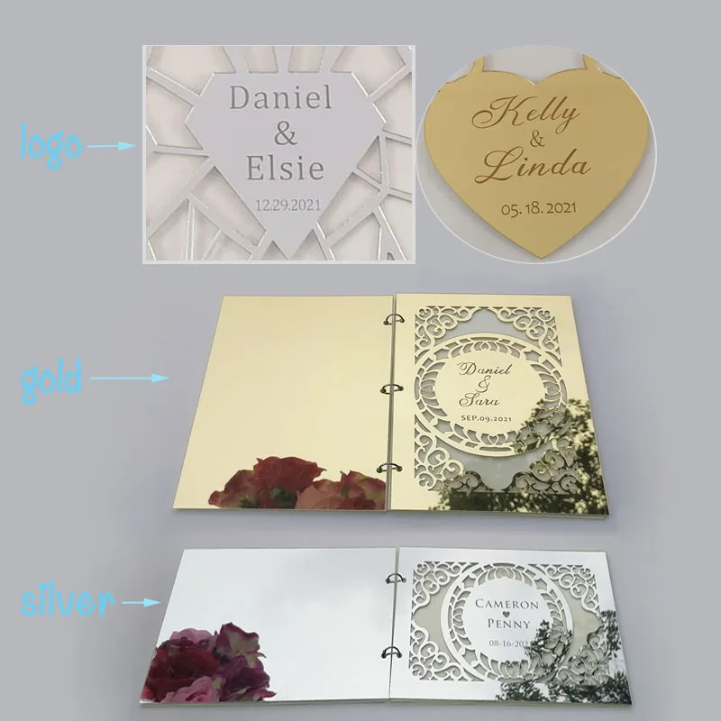 Заказное акриловое зеркало с белым пустым Гостевая книга для свадьбы Подпись