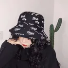 Панама женская двусторонняя с буквенным принтом, хлопковая шляпа от солнца, для рыбалки, с надписью на английском, лето 2021