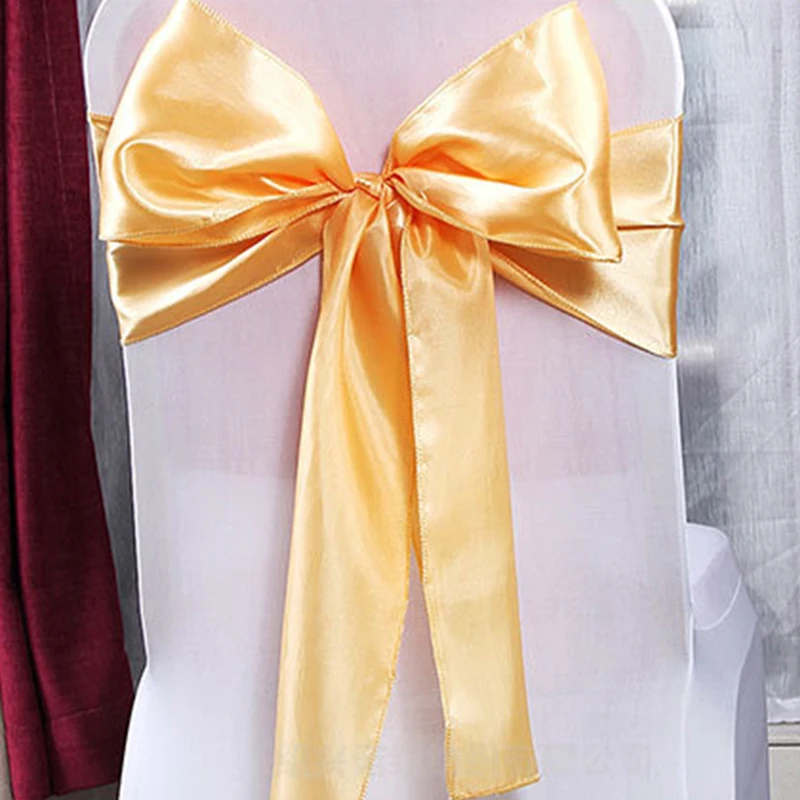 50 шт./лот ленты для свадебных стульев атласная ткань галстук бабочка лента