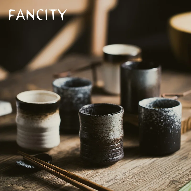 

FANCITY Ceramic cups, home cooking cups, retro small wine cups, sake cups, flower tea cups, small stoneware cups