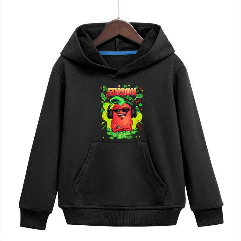 

Детские толстовки Merch EdisonPts Chilli, новинка 2022, свитшот для мальчиков и девочек Edison Pts, детская одежда, модные черные толстовки, топы