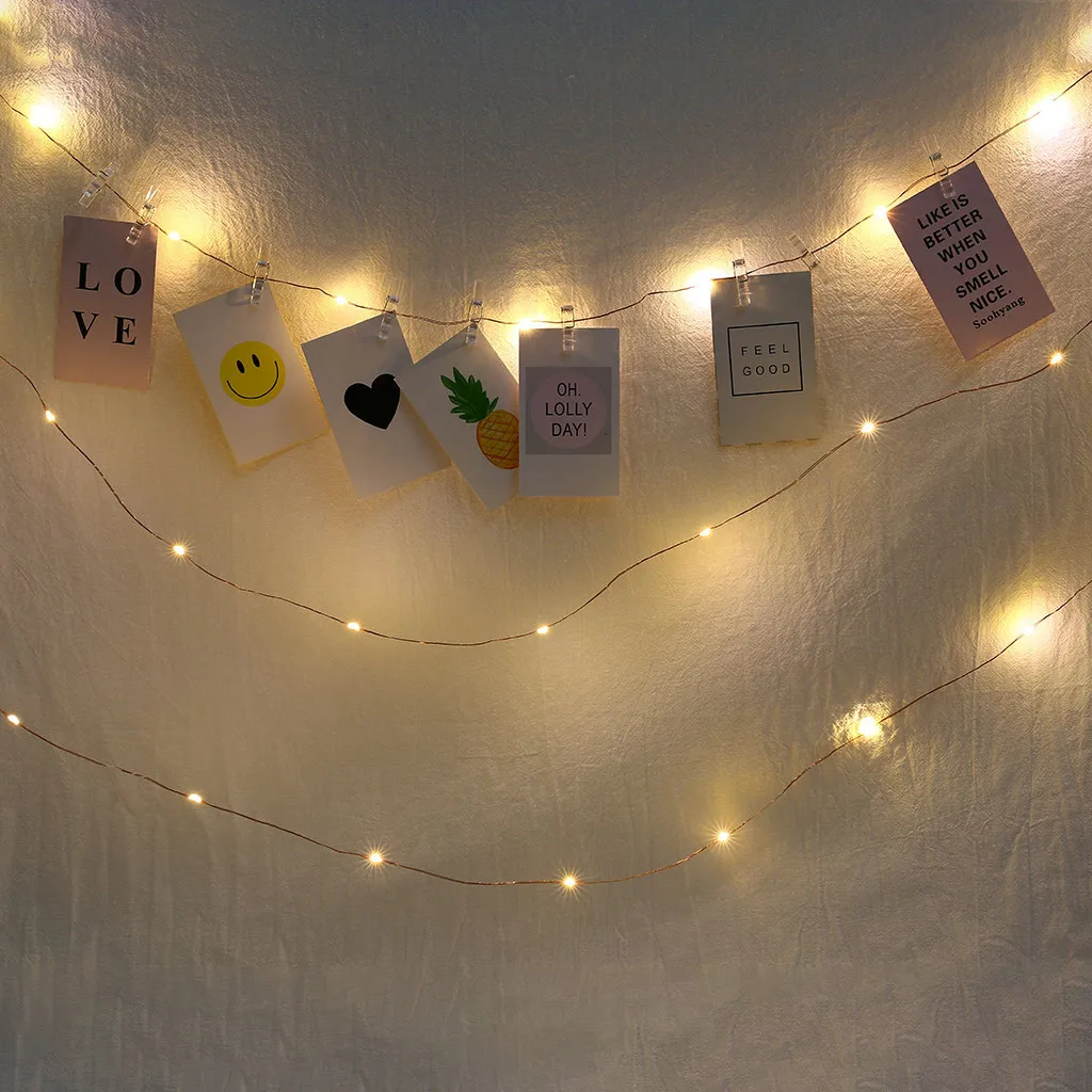 2/5/10M Garland LED String lights Card Photo Clip For Hanging Picture chandelier flash lamp christmas Party Wedding Decoration4 | Освещение