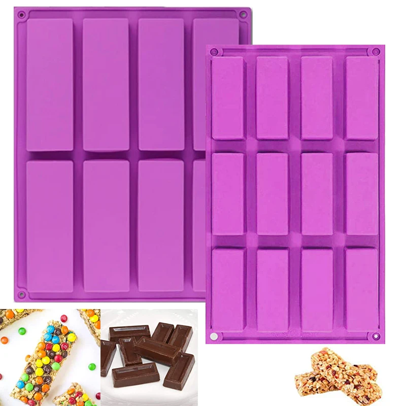 

8 And 12 Cavity Rectangle Silicone Mold Protein Energy Bar Maker Caramel Bread Loaf Muffin Brownie Cheesecake Soap Butter Mould