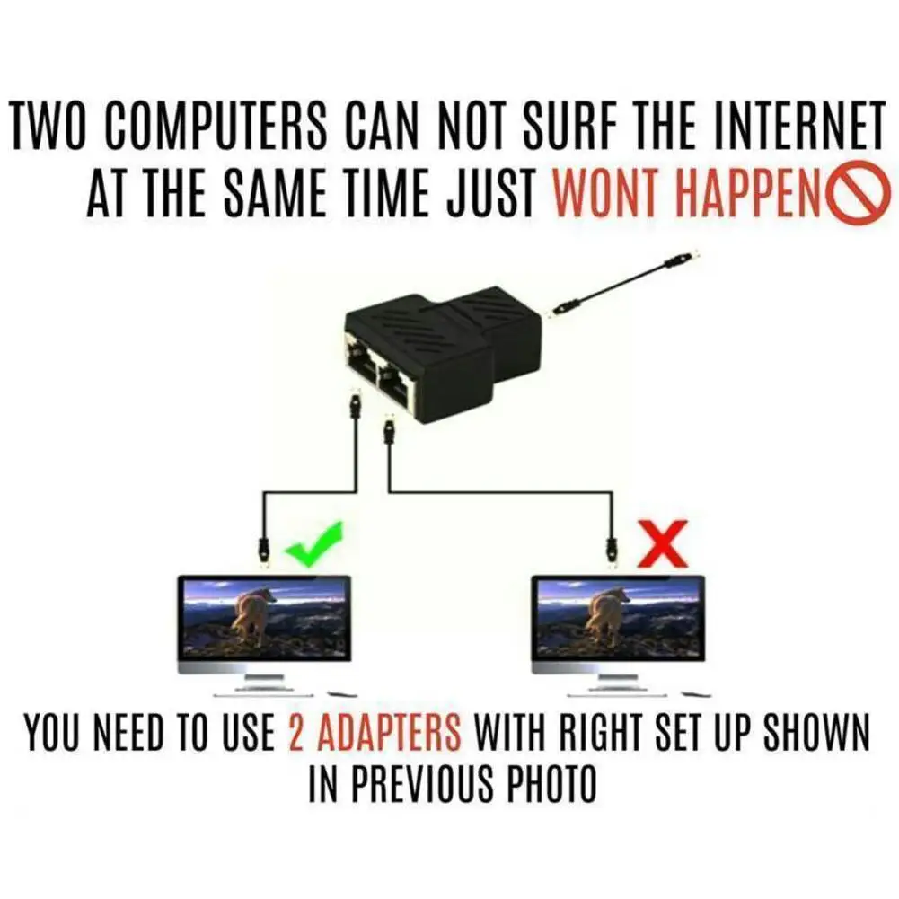 

Effective 1 To 2 Rj45 Splitter Network Adapter Connector Cable Lan Ethernet Ports Network Extender Plug Extension Double Sp T2l1