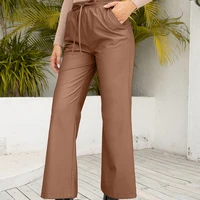 women office lady faux leather wide leg pants high waist loose trousers motorcycle pu pants 2021 winter new fashion women pants