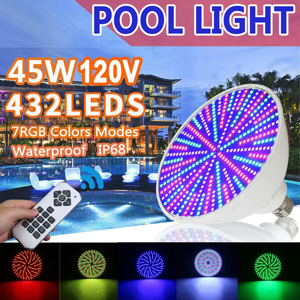 

35W 45W LED Underwater Swimming Pool Lights RGB Color Changing AC12V/DC12-24V IP68 Waterproof Lamp with Remote Controller