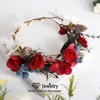 cc flower hairbands wedding hair accessories for women engagement jewelry bridal crowns wreath festival garlands headdress 58348