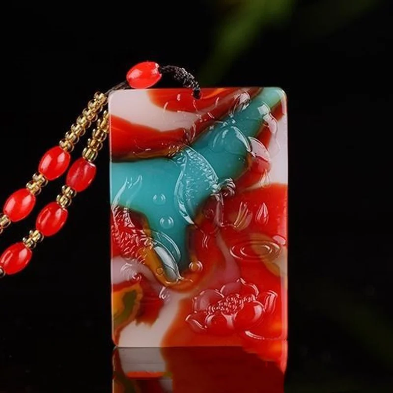 

Xinjiang Gobi Colorful Jade Goldfish Pendant Hotan Jade Has More Than Gold and Jade for Years, Pendant Sweater Chain