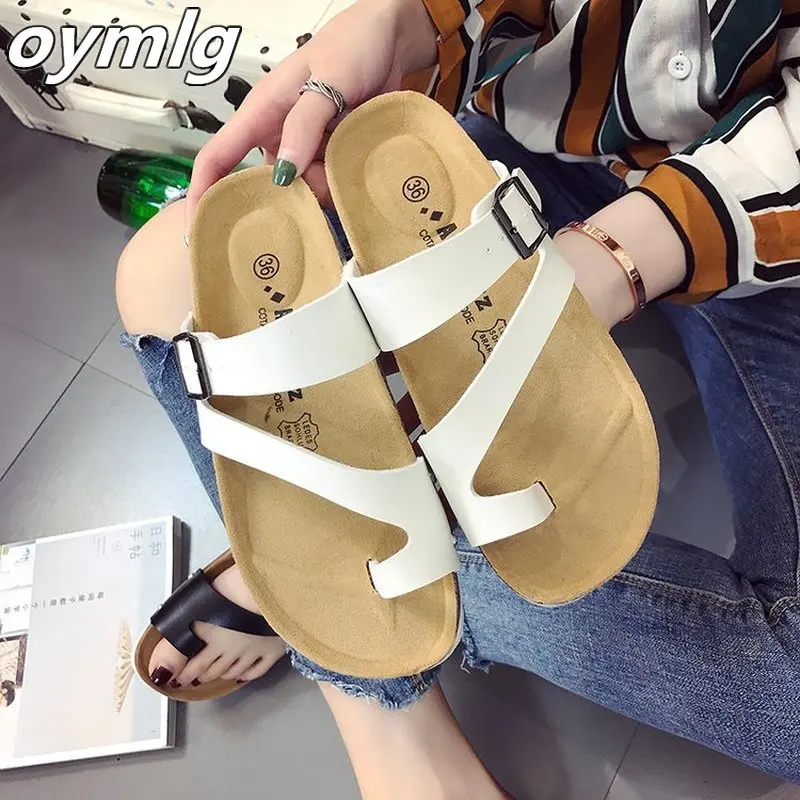 Женские сандалии на плоской подошве повседневные Нескользящие Шлепанцы из