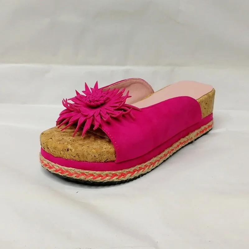 

Women's Sandals Summer New Solid Color Flower Decoration Open-toed Casual Shoes Outdoor Comfortable Light Walking Shoes 2021