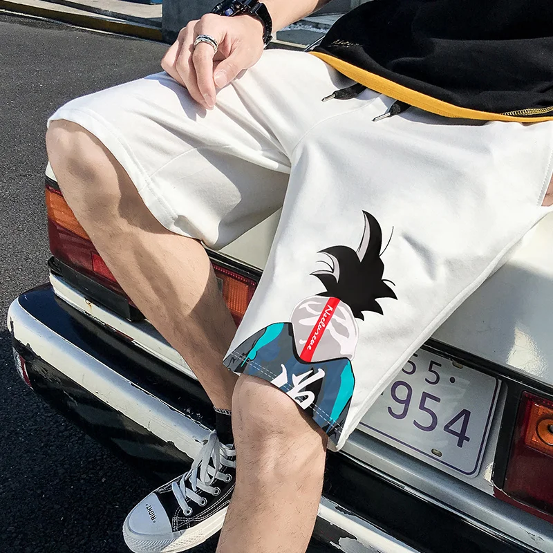 

Varsanol Printed Shorts Men Summer Holiday Running Mens Casual Shorts Japanese Style Elastic Waist Men's Clothing Cartoon GOKU