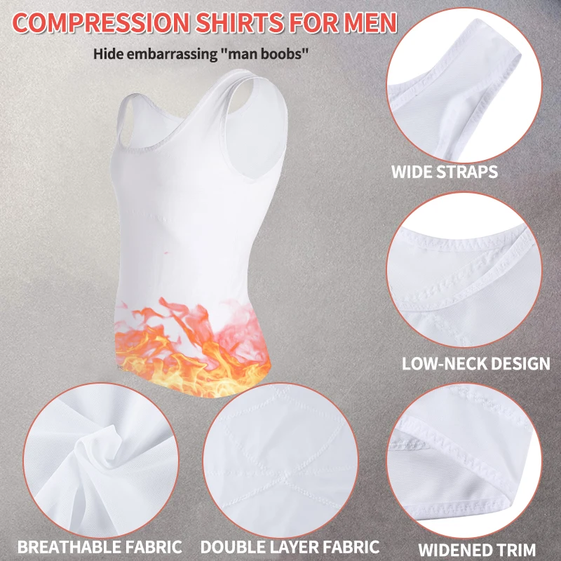 Men's Chest Compression Shirt to Hide Gynecomastia Moobs Slimming Body Shaper Vest Abdomen Chest Slim Shirt Corset For Men