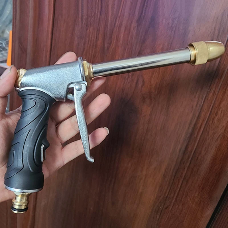 

Car Wash Water Gun-Electroplating Silver Bold Long Nozzle Water Gun New 1pc Car Cleaning Tools Auto Cleaning Supplies