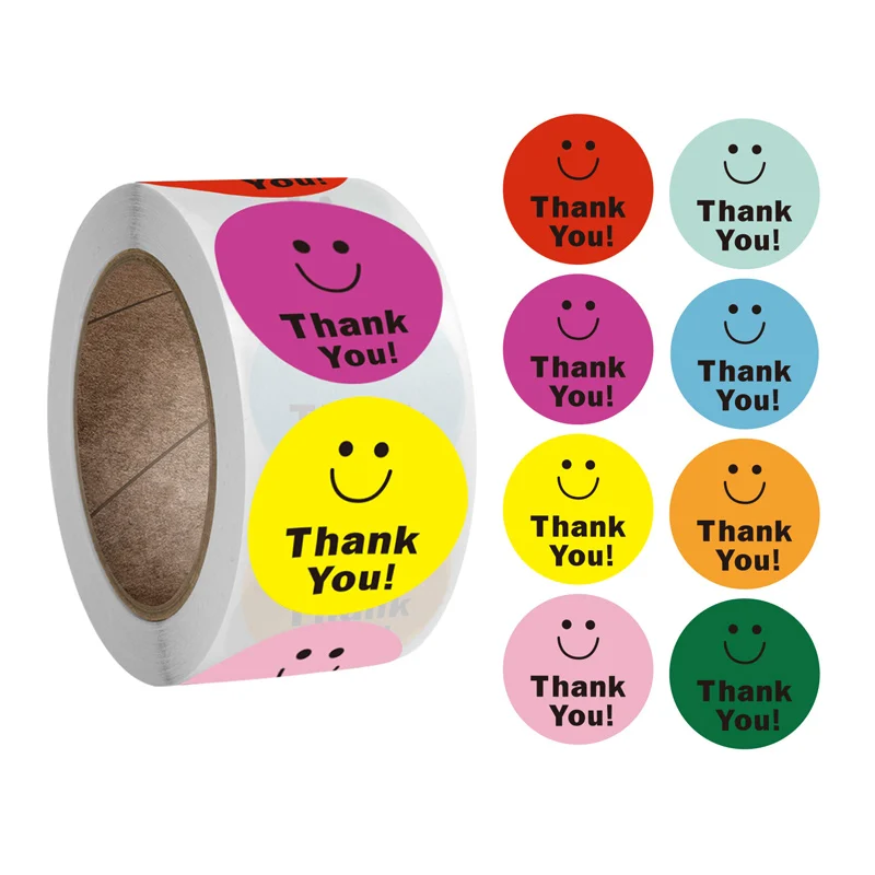 

100-300 шт. милые спасибо круглый Стикеры этикетки для печати блокнот ручной работы для ювелирных изделий, подарочная упаковка День рождения К...