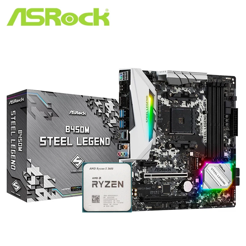 Комплект материнской платы Asrock B450M B450 с процессором Ryzen 5 3600 AM4|Материнские платы| |